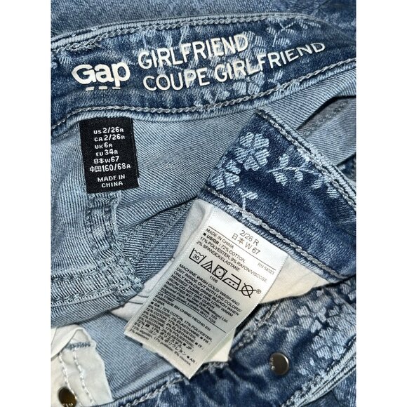 Gap Girlfriend Jeans Floral Print Distressed Skinny Womens Coquette Grunge 2/26 - Picture 8 of 9